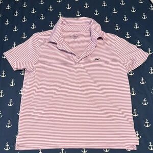 Vineyard Vines Boy’s Performance Polo in Purple and White Stripes
